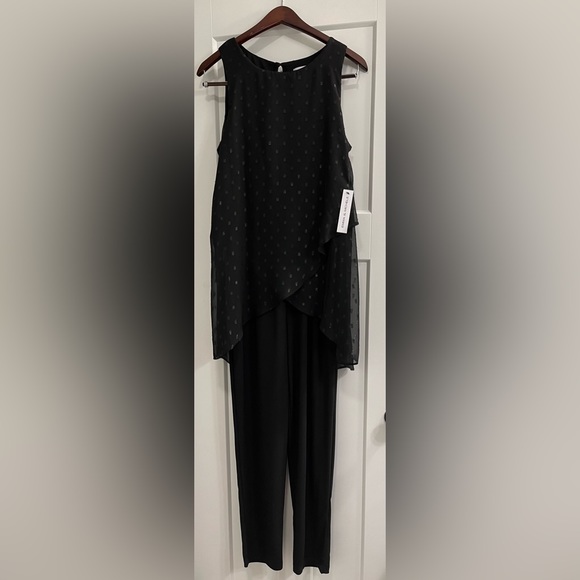 EMMA & MICHELE Jumpsuit Dress Tulip Bodice Sheer Overlay One Piece - Picture 6 of 11
